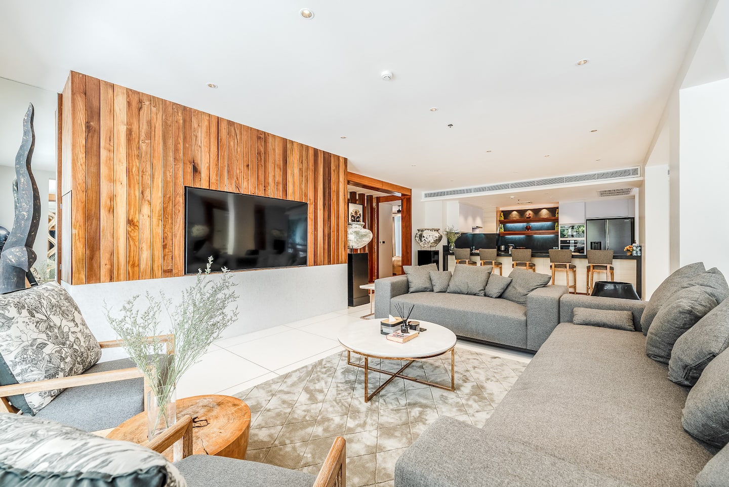 Bright dining and living space